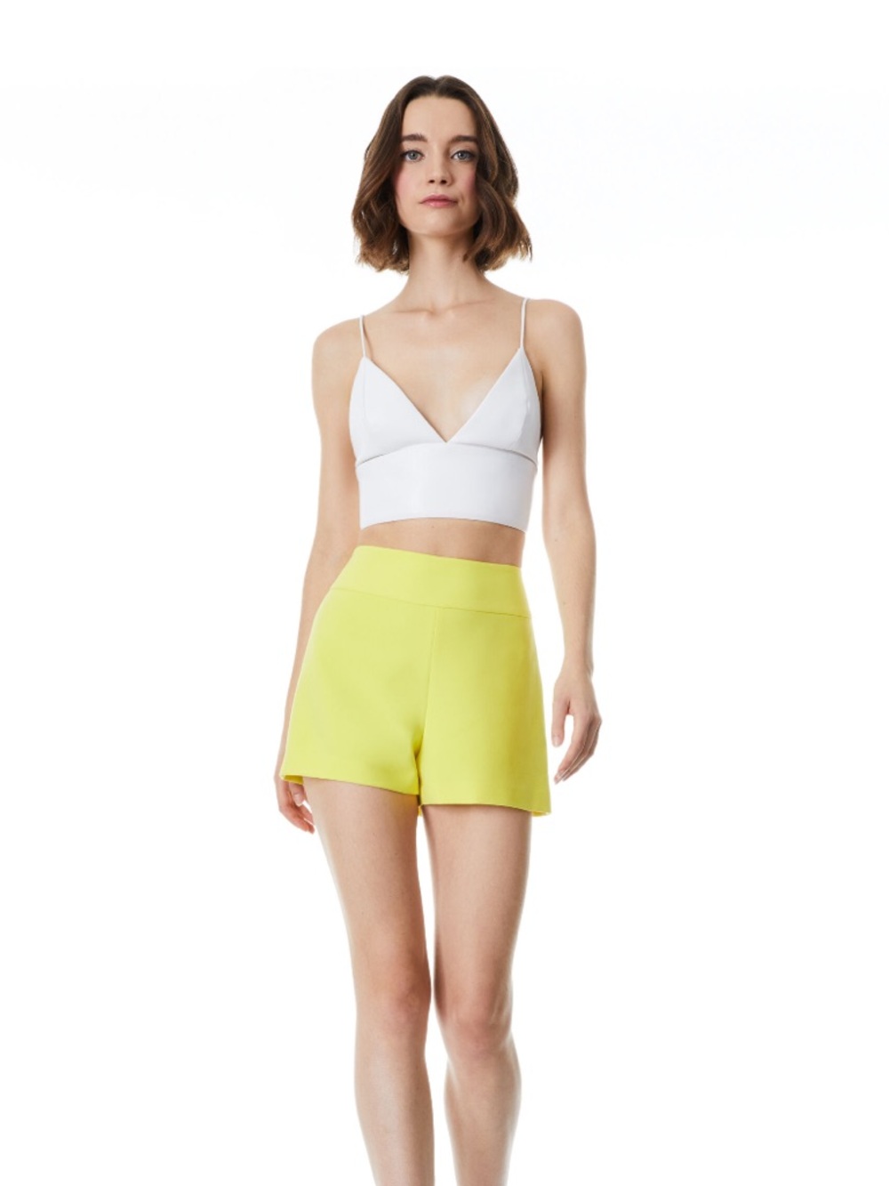 Alice + Olivia Women’s High-Waist Yellow Canary Shorts
